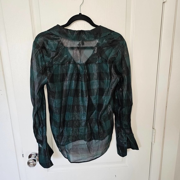 PAIGE Bevyn Metallic Plaid Button-Front Shirt Sz S - Picture 6 of 6